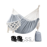 Anyoo Outdoor Tassel Hammock with Tree Straps,Portable Compact Cotton Hammock with Carrying Bag for Garden Patio Porch Yard, Load 200KG