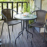 GSD Rattan 3 Piece Tasmania Bistro Garden Furniture Set Outdoor Patio Chairs And Steel Table For Al-Fresco Dining, BBQ’s