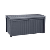 Keter Borneo 416L Outdoor Garden Storage Box Garden Furniture - Grey & City 113L Outdoor Garden Storage Box Garden Furniture - Dark Grey