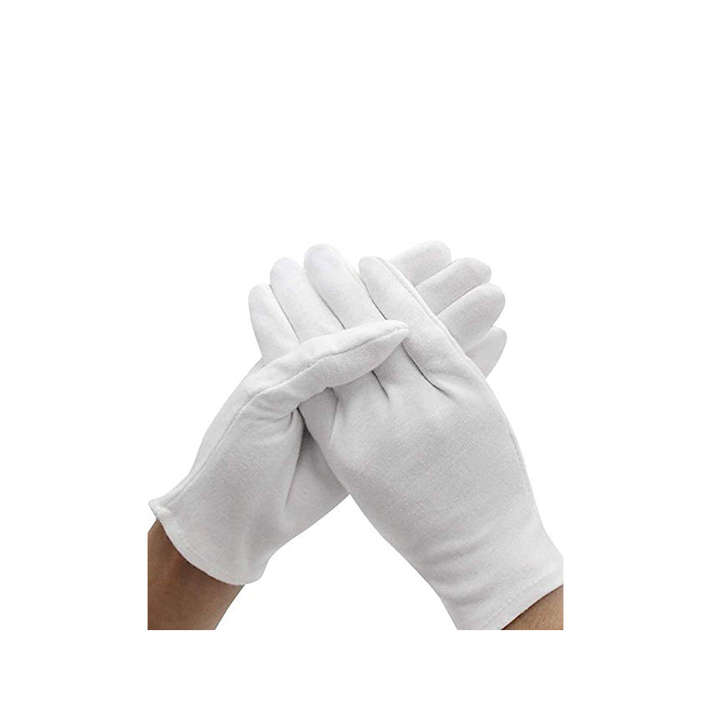 VOARGE 10 Pairs White Cotton Gloves, Size XL, White, Care Cotton Gloves, Comfortable and Breathable, for Dry Hands, Eczema, Beauty, Coin, Jewelle