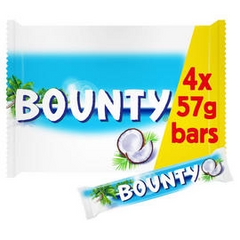 Bounty Coconut & Milk Chocolate Snack Bars Multipack 4 x 57g