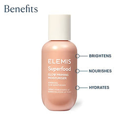Elemis Superfood Glow Priming Moisturiser Lightweight Face Cream for Smooth and Radiant Skin PrebioticInfused to Prime and Hydrate Kombucha moist