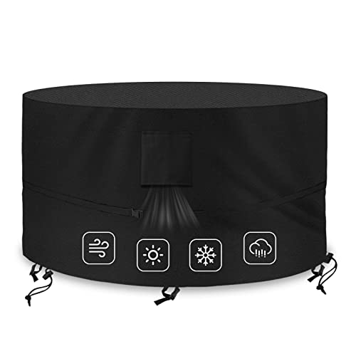 Kovshuiwe Patio Table Covers Ø135cm x 80cm,Patio Furniture Cover Waterproof,Garden Furniture Covers 420D Heavy Duty Oxford Fabric Rattan Furnitur