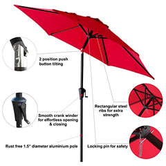 C-Hopetree 2.3m Market Garden Parasol Umbrella for Outdoor Patio with Crank and Tilt