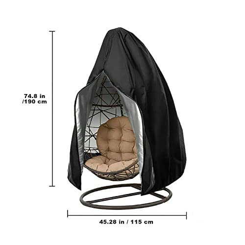 HomeMiYN Egg Chair Cover Patio Hanging Chair Cover, Outdoor Swing Chair Cover with Zipper, Waterproof Windproof Oxford Fabric Durable Garden Furn