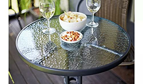 GSD Rattan 3 Piece Tasmania Bistro Garden Furniture Set Outdoor Patio Chairs And Steel Table For Al-Fresco Dining, BBQ’s