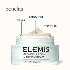 Elemis ProCollagen Marine Cream AntiWrinkle 3in1 Smoothing Face Moisturiser with Chlorella Ginkgo Biloba and Padina Pavonica Ultralight Gel Day C