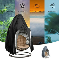HomeMiYN Egg Chair Cover Patio Hanging Chair Cover, Outdoor Swing Chair Cover with Zipper, Waterproof Windproof Oxford Fabric Durable Garden Furn