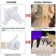 VOARGE 10 Pairs White Cotton Gloves, Size XL, White, Care Cotton Gloves, Comfortable and Breathable, for Dry Hands, Eczema, Beauty, Coin, Jewelle