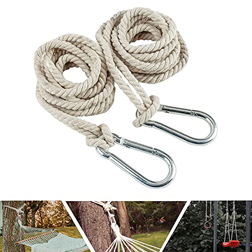 apofly Tree Swing Ropes, 2Pcs 4M Hammock Hanging Rope Adjustable Swing Hooks Strap Garden Furniture Accessories