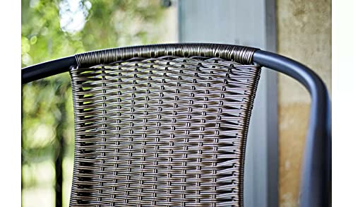 GSD Rattan 3 Piece Tasmania Bistro Garden Furniture Set Outdoor Patio Chairs And Steel Table For Al-Fresco Dining, BBQ’s
