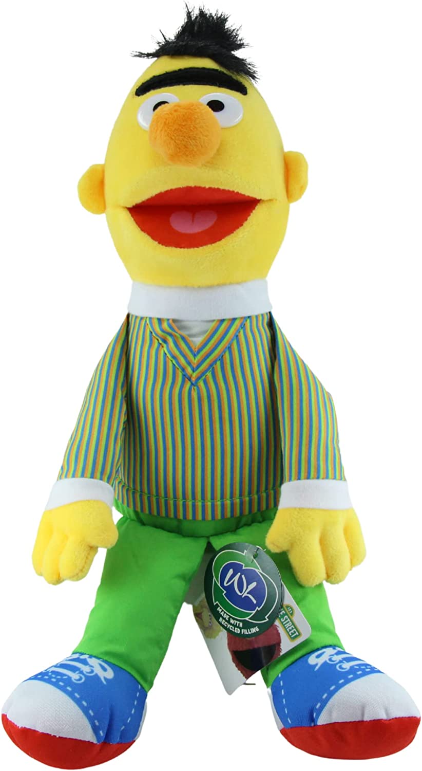 Sesame Street - Super Soft Gift Quality Plush Toy & Bag Clip Set of 2 15" 38cm Bert & 8" 20cm Bag Clip