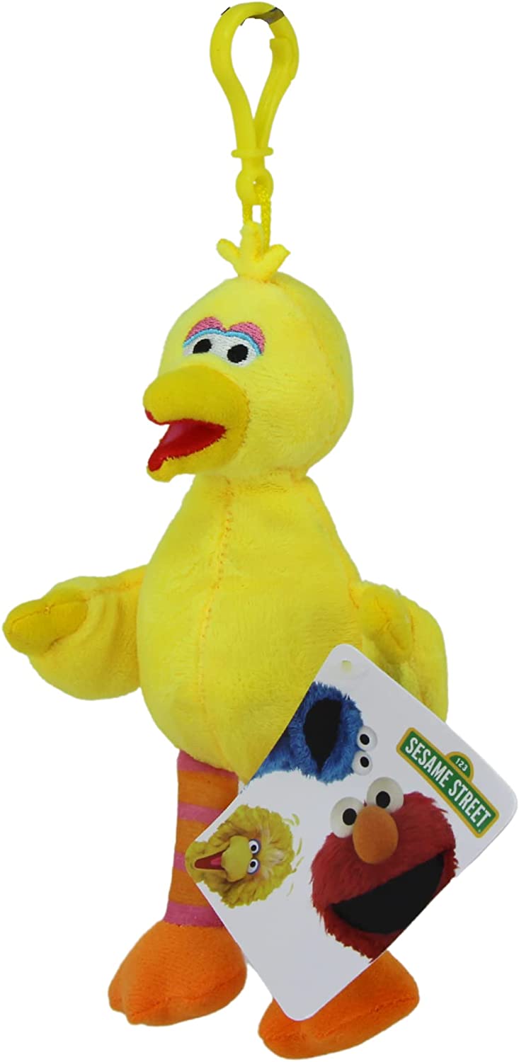 Sesame Street - Super Soft Gift Quality Plush Toy & Bag Clip Set of 2 15" 38cm Big Bird & 7" 18cm Bag Clip