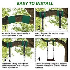 PELLOR Wood Tree Swing Seat with Tree Protector and Swing Hanging Kit Wooden Swing Set for Children Adult Kids in the Garden,Yard,Outdoor & Indoo