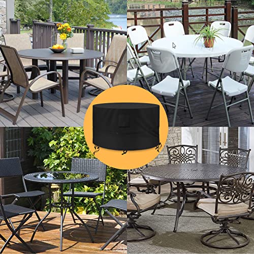 Kovshuiwe Patio Table Covers Ø135cm x 80cm,Patio Furniture Cover Waterproof,Garden Furniture Covers 420D Heavy Duty Oxford Fabric Rattan Furnitur