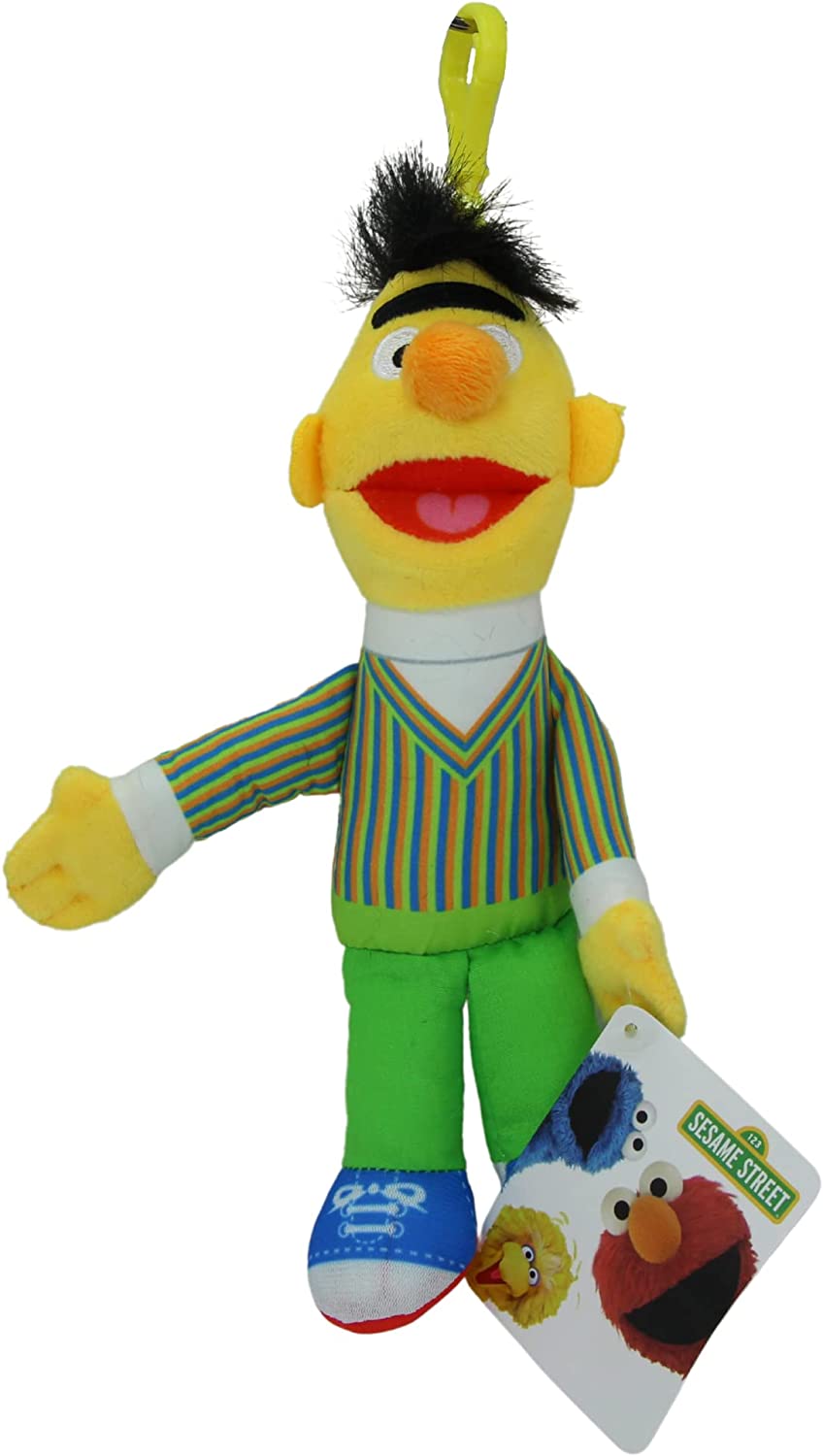 Sesame Street - Super Soft Gift Quality Plush Toy & Bag Clip Set of 2 15" 38cm Bert & 8" 20cm Bag Clip