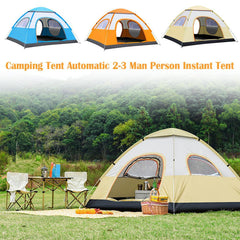 Fast Setup Outdoor Camping Tent - Automatic 2-Second Instant Tent, Sunshade Awning, 2-3 Person