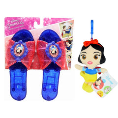 Snow White Super Soft Gift Quality 5" 12cm Plush Toy Bag Clip & Snow White Fancy Dress Shoes One Size - Twin Pack